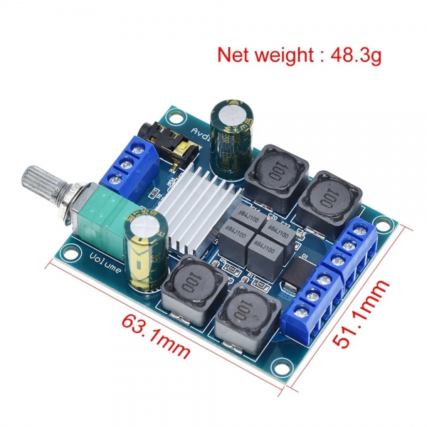 High power digital amplifier board TPA3116D2 audio amplification module amplifier board dual channel 2 * 50W
