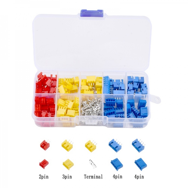 230PCS 2P3P4-pin XH2.54mm spacing terminal kit shell needle socket connector rubber shell needle socket color