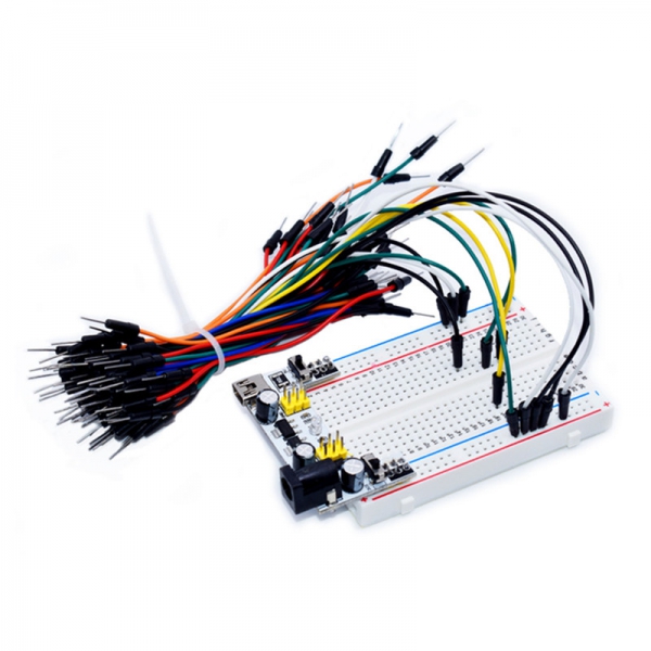 A set of white power module+830 hole breadboard+65 colorful breadline 400 hole power module