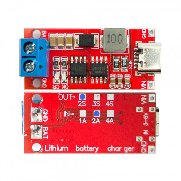 Red board new 2S 3S 4S Type-C to 8.4V 12.6V 16.8V boost type lithium battery module