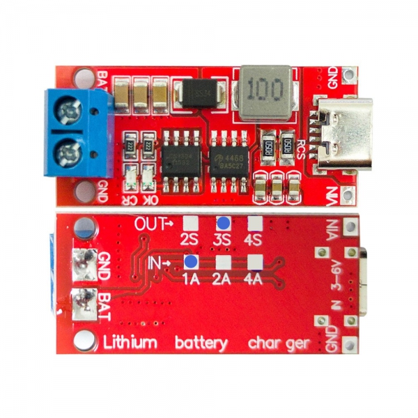 Red board new 2S 3S 4S Type-C to 8.4V 12.6V 16.8V boost type lithium battery module