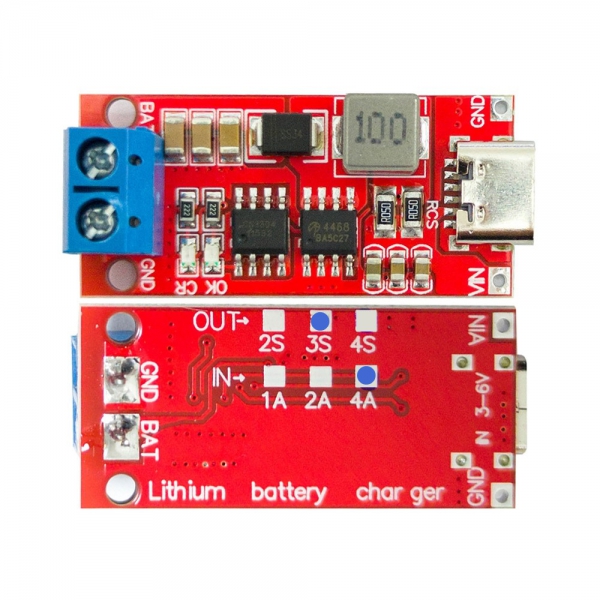 Red board new 2S 3S 4S Type-C to 8.4V 12.6V 16.8V boost type lithium battery module