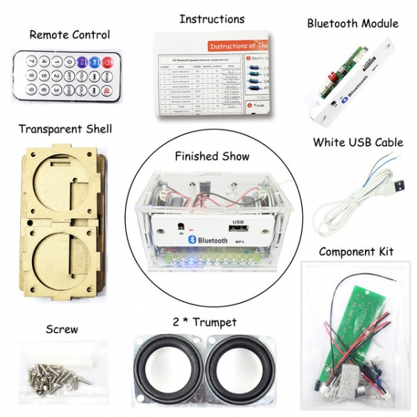 Bluetooth speaker parts, electronic DIY production and assembly kit, student teaching and training, welding practice, component package