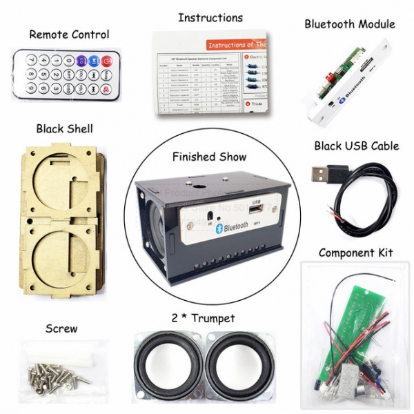 Bluetooth speaker parts, electronic DIY production and assembly kit, student teaching and training, welding practice, component package