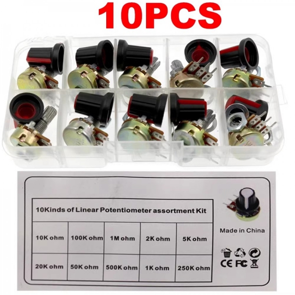 10PCS WH148 single link 15mmB1K/10K/20K/50K/100K/1M potentiometer with hat box