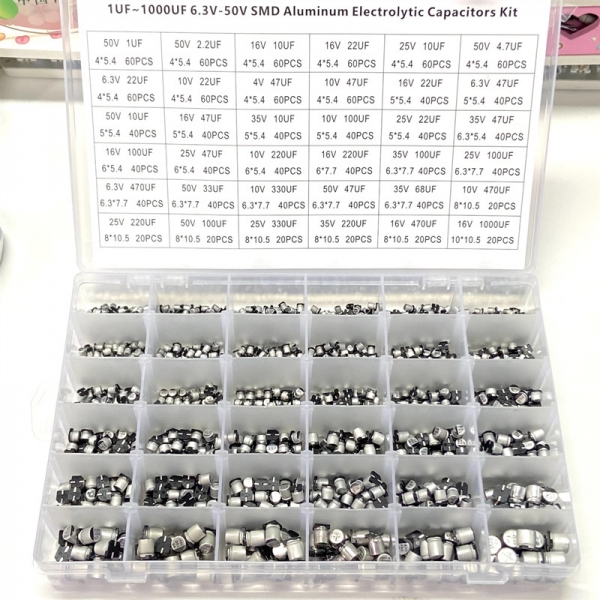 1500PCS 1UF~1500UF 6.3V-50V 36 SMD Surface mount Aluminum Electrolytic Capacitor Combination Kit