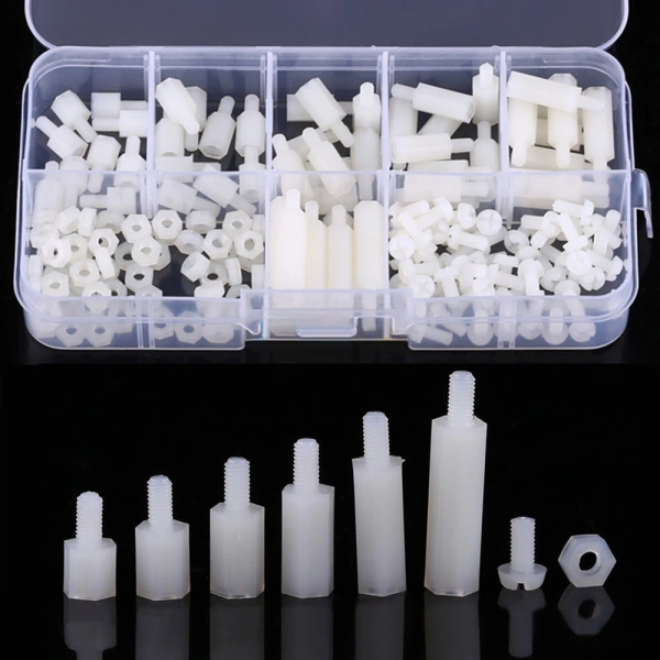 180 white M3 nylon screw nut box with 180PCS plastic screw nut isolation column combination set
