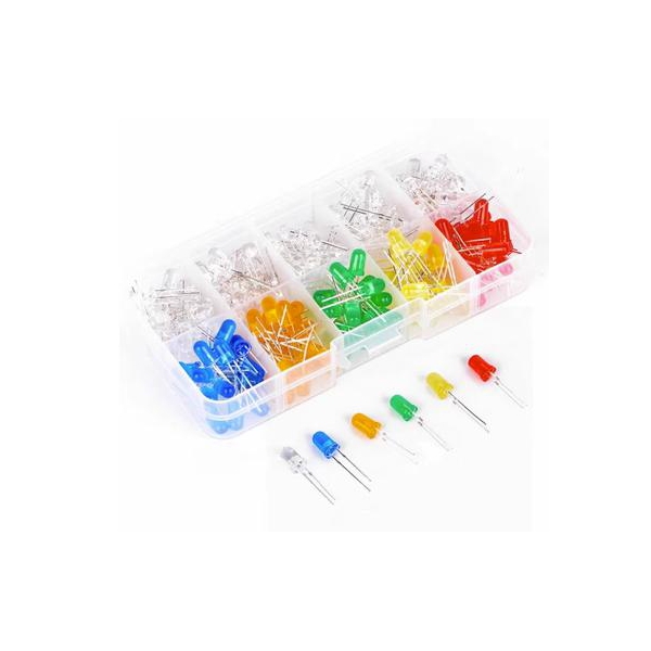 200PCS F5 LED white hair+color hair 5MM 5 color LED LED set box