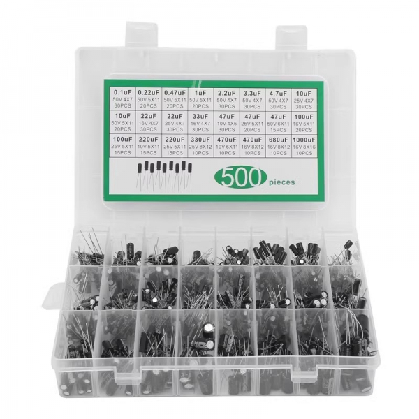 24 commonly used 500 direct insertion electrolytic capacitor sample kits 0.1uF-1000uF 16V-50