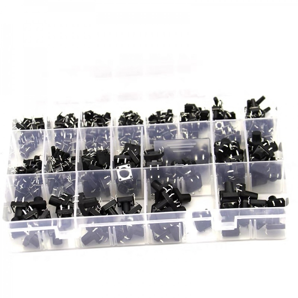 250 pieces, 20 types, 6 * 6mm, 12 * 12mm, 4-pin micro button switch, touch switch, button switch, small switch