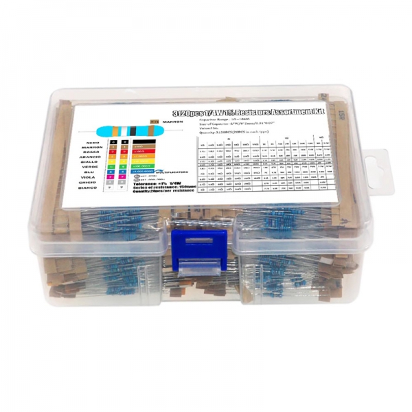 156 specifications 3120PCS 1/4W metal film resistor set, 20 pieces each, 1 ohm-10M 1% 0.25W