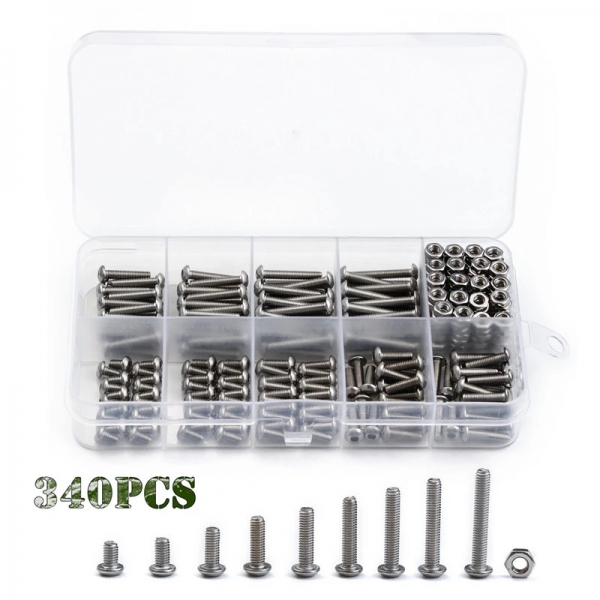 340pcs M3-20 hexagon socket nut with 304 stainless steel cup head hexagon socket screw combination set boxed