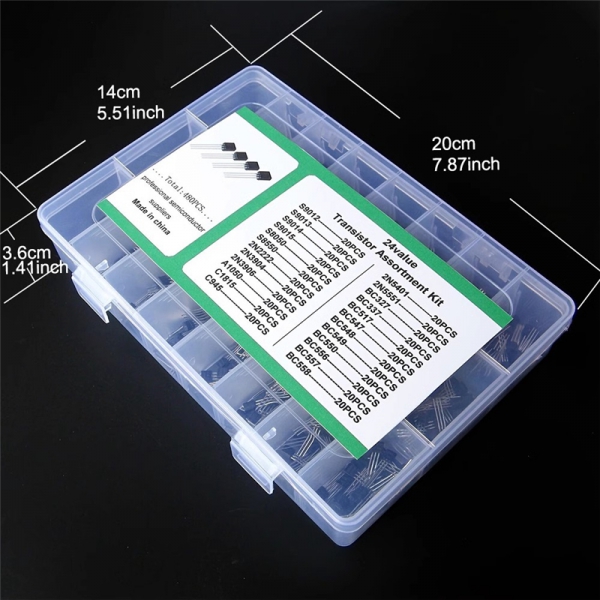 480PCS TO-92 diode transistor PNP NPN silicon transistor, 24 specifications of high and low frequency, 20 pieces each
