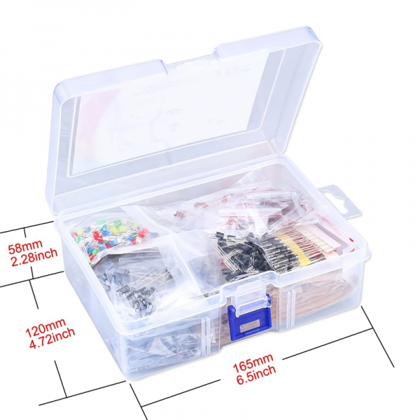 1390PCS 6 types of components, including resistor pack, electrolytic capacitor pack, LED light-emitting diode, ceramic chip capacitor pack