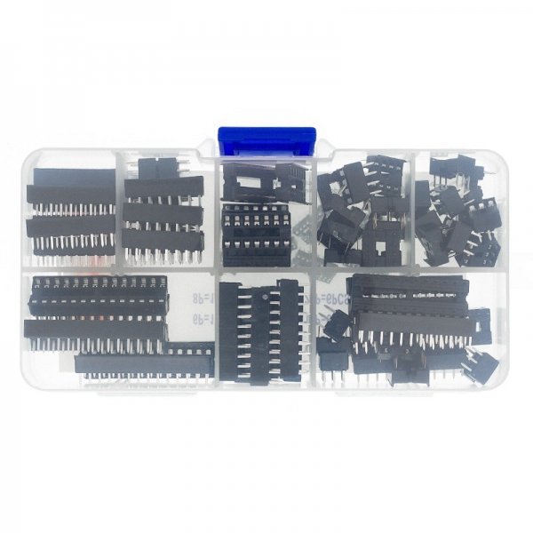 66PCS IC chip holder IC socket chip base sample box flat feet 8 specifications 6P-28P