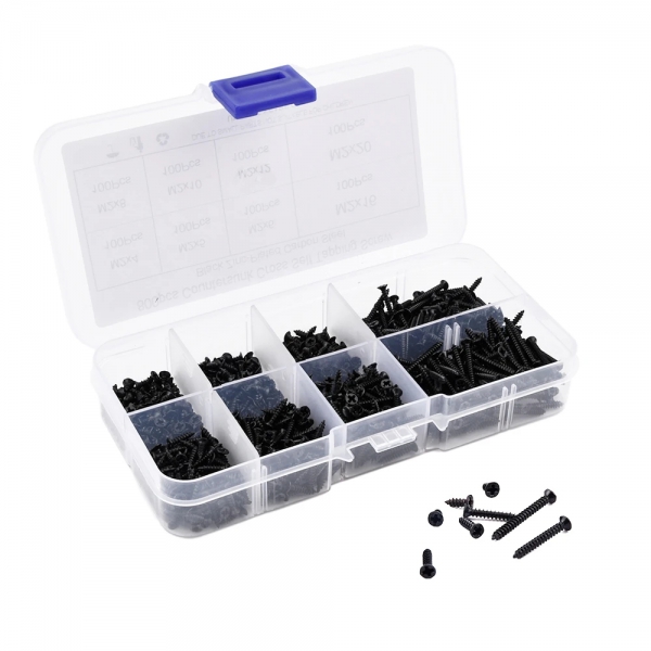 800PCS M2 carbon steel self tapping screws cross-border e-commerce screw box set with cross flat head self tapping screws