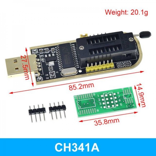 CH341B programmer complete set of 24/25 series USB programming modules+SOI C8 SOP8 test clip