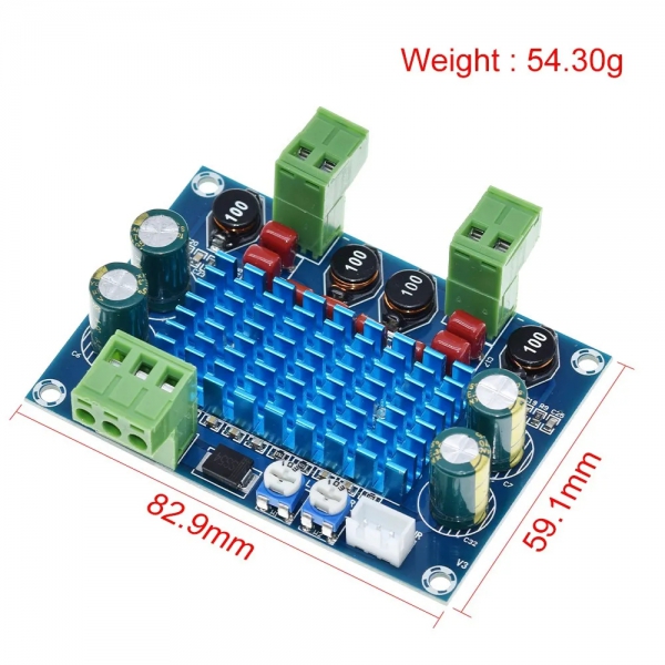 XH-M572 high-power digital amplifier board TPA3116D2 chassis dedicated plug-in 5-28V output 120W