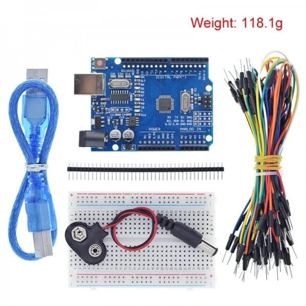 Arduino R3 Beginner Learning DIY Kit 400 Hole Breadboard Jumper R3 with 9V Battery Buckle